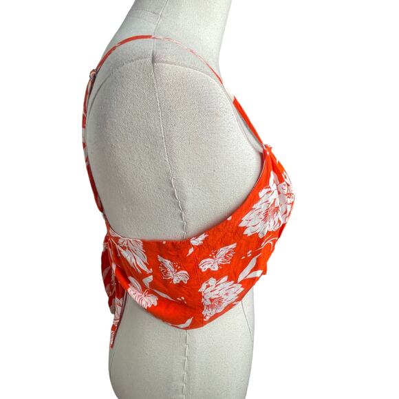 Free People M 2 Piece Set I've Got A Feeling Mini Skirt Crop Top Hawaiian Orange - Picture 4 of 11